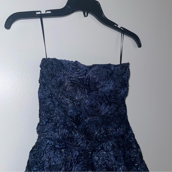 NWT Arrogant Cat Navy Blue Gold Rose Strapless Mini Dress - Picture 6 of 7
